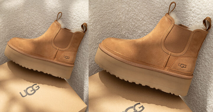 Tan UGG Boots on Top of UGG shoe box